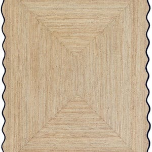 Handgemaakt geschulpt jute tapijt, natuurlijk tapijt, boho tapijt, boerderijdecor tapijt, golvend randtapijt, gangtapijt, woonkamertapijt afbeelding 5