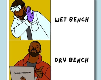 Wet Lab vs Dry Lab Sticker | Bioinformatics Meme Sticker | Funny Science Decal for Scientists & STEM Students