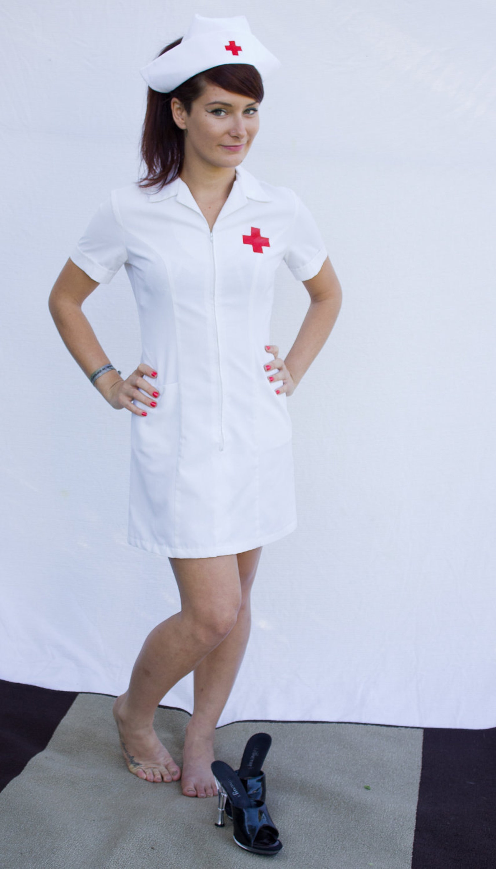 Nurse's Dress with Cap Vintage Nurse Costume Size 16 Etsy