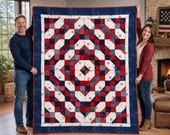 Fourth Of July Quilt Pattern PDF | Patriotic Red White Blue Quilt Tutorial | Scrappy Lap Quilt Pattern | Americana Patchwork Quilt