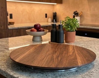 Black Walnut Lazy Susan — Solid Walnut Turntable, Smooth Finish, Kitchen Centerpiece. 2 thicknesses to choice from.