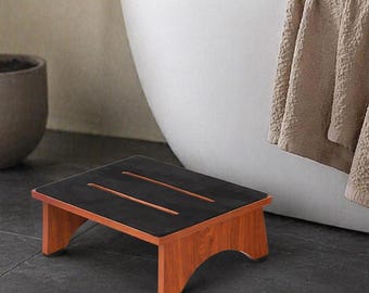 Step Stool Foldable Wooden Non Slip Bedside Stool for Adults Seniors Folding Kitchen Bathroom Bed Step Portable Stool