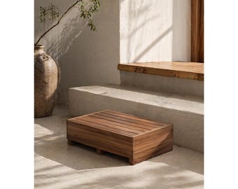 One Step Stool Wooden Bed Step for Elderly Adults Kids, Walnut Bedside Bathroom Kitchen Non Slip Foot Stool 550 lb Support