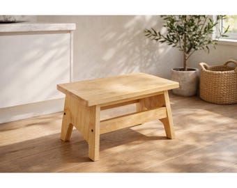 Bamboo Step Stool Non Slip Wooden Stool Potty Training Stool Bedside Foot Stool Kids Bathroom Kitchen Stool Portable