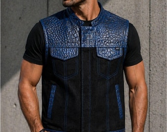 Touring Motorcycle Vest for Freedom Riders – Blue Croc