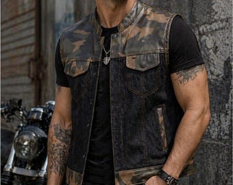 Camo Motorcycle Vest for Prepared Riders – Woodland Hybrid
