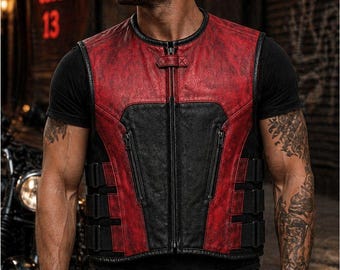 Club Style Leather Vest for Brotherhood Riders