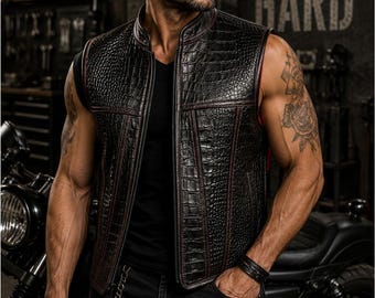 Motorcycle Vest for Road Authority Riders – Black Croc