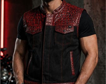 Motorcycle Vest for Road Captains – Red Croc