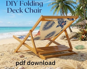 DIY Folding Sling Chair Plans PDF | Collapsible Deck Beach Chair Blueprint | Adirondack Patio Garden Chair | Woodworking Digital Download
