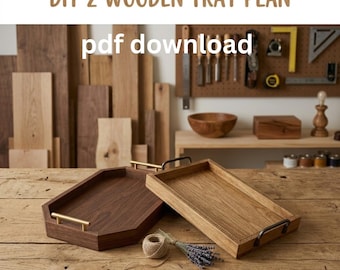 DIY Wooden Tray Plans PDF | Wood Serving Tray Woodworking Plan | Coffee Breakfast Tray Blueprint | Beginner Printable Instant Download Gift