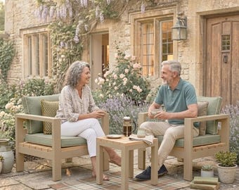 DIY 2x4 Outdoor Chair with Table Plan PDF | Woodworking Plans Patio Lounge Chair | DIY Patio Furniture | Outdoor Chair Plans