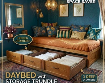 DIY Daybed Plans: Storage Trundle Bed, Twin Woodworking Furniture (PDF Download)