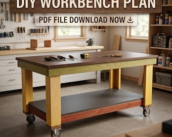 DIY Table Saw Workbench Plans | Mobile Workshop Bench Blueprint (PDF Download)