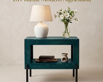 DIY Modern Rustic Nightstand Plans PDF – Bedside Table Woodworking Plan, Drawer Storage, End Table, Printable Digital Download