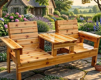 Double Chair Bench Woodworking Plans | Outdoor Garden Patio Seating (PDF Download)