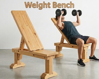 DIY Incline Weight Bench Plans | Adjustable Wood Gym Bench Blueprint (PDF Download)