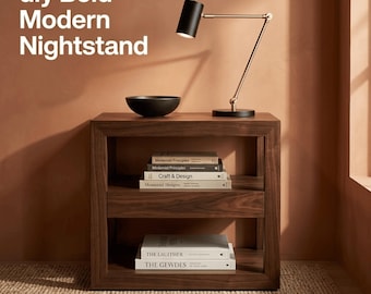 DIY Bold Modern Nightstand Plans | 2x4 Open Shelf Drawer Blueprint (PDF Download)