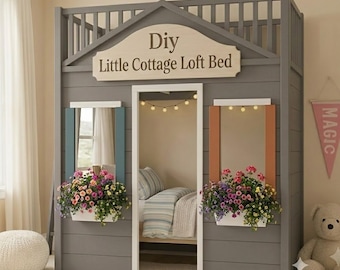 DIY Cottage Loft Bed Plans | Full Twin Size Woodworking Blueprint (PDF Download)