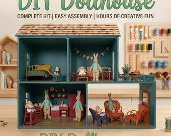 DIY Wooden Dollhouse Plans: Miniature Furniture Kit, Boho Nursery Toy (Digital Download)