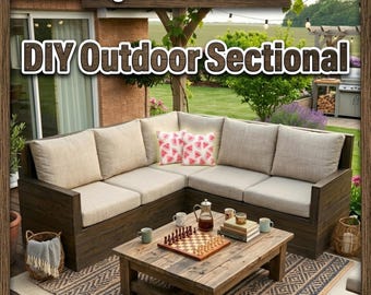 DIY Outdoor Schnittpläne | L-förmiges Terrassensofa Holzbearbeitungsplan (PDF Download)