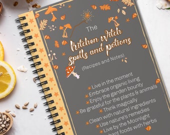 Kitchen Witch Recipe Journal, Blank Lined Natural Living Notebook or Recipe Book