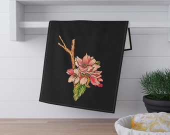 Pink Cherry Blossom Cotton Kitchen Towel: Sakura Dish Towel