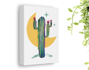 Saguaro Cactus Modern Wall Art Canvas Print, Watercolor Cactus Art Print, Southwest Desert Minimalist Painting