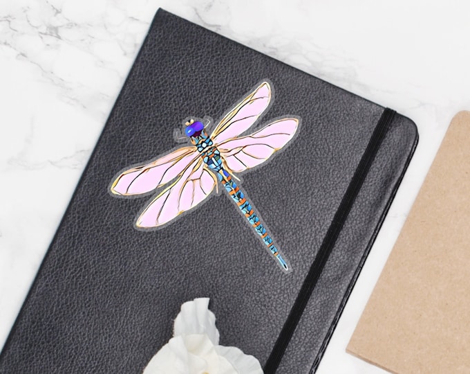 Blue Dragonfly Sticker with Transparent Back, Four Inch Dragonfly Sticker