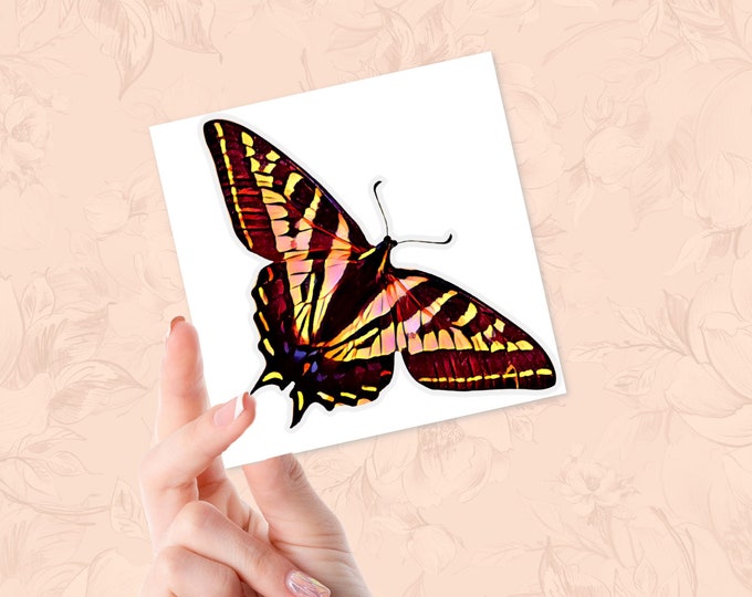 Large Tiger Swallowtail Butterfly Sticker with Transparent Background