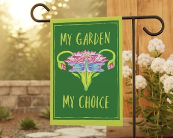 My Choice Yard Flag with Floral Uterus for Reproductive Rights Protest