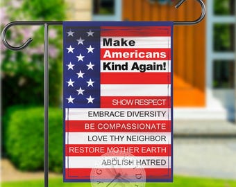 Make America Kind Garden Flag, Progressive Patriot Yard Sign