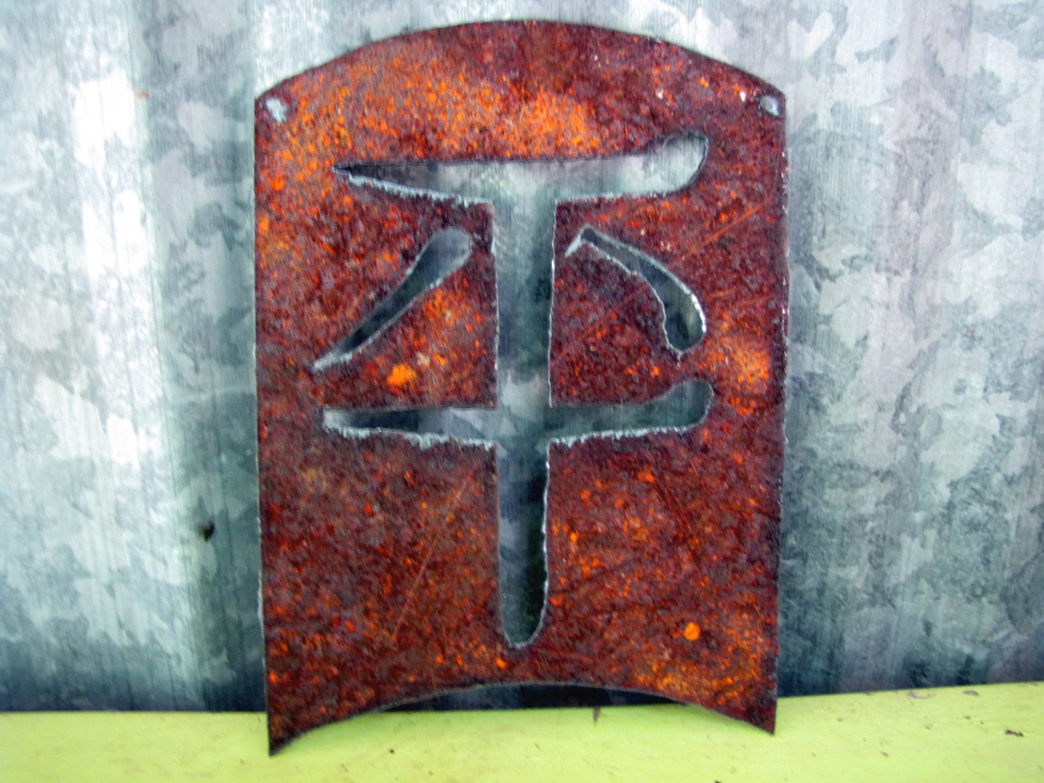 Peace Kanji Asian Symbol Garden Art Home Decor Recycled Metal Wall Art
