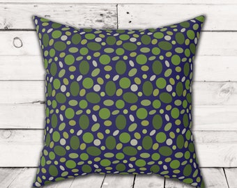 Blue & Green Bubbly Print Pillow: 20" Faux Suede Accent Pillow