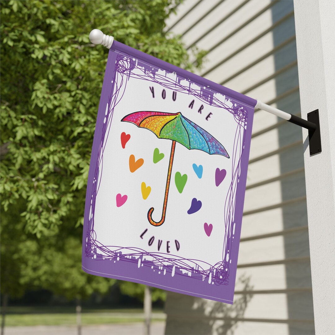 Large You Are Loved Pride Flag in Rainbow Colors, LGBTQ Safety Yard