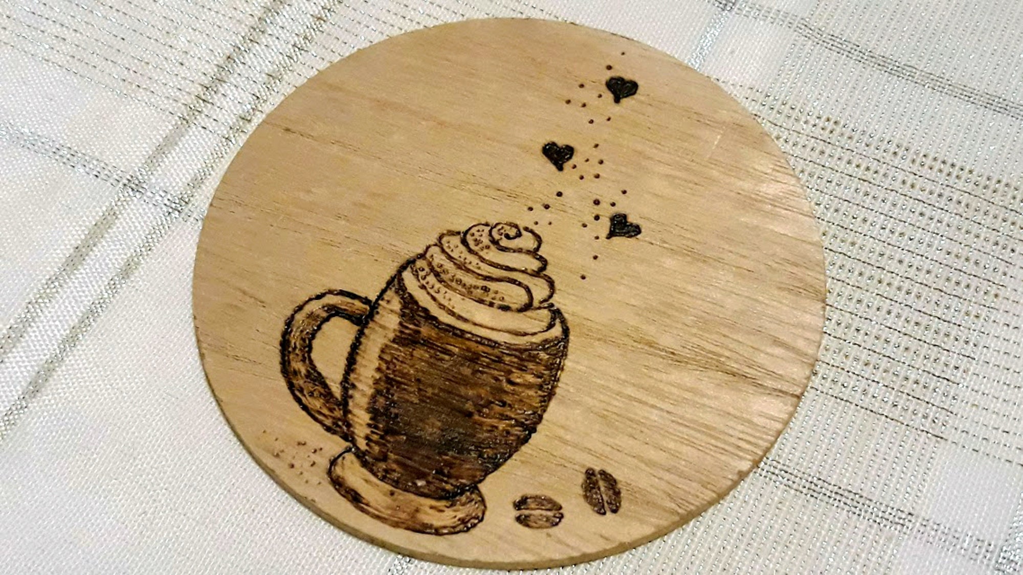 Cute Coaster Set with Coffee Cup Designs Wood Coaster Set of Etsy