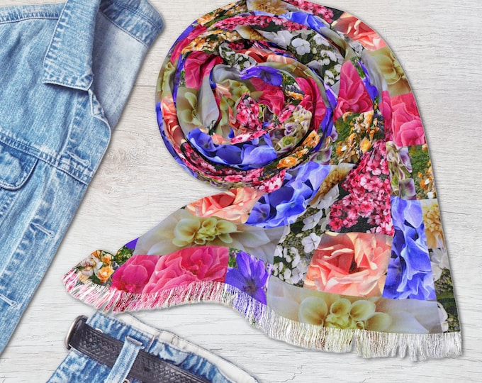 Floral Scarf, Boho Lightweight Wrap