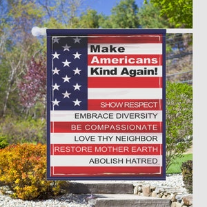 Rendi di nuovo gentile l'America, grande bandiera da giardino o da casa, segno patriota progressista
