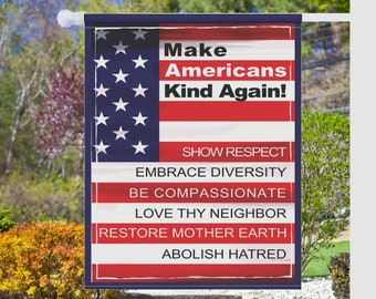 Make America Kind Again Large Garden or House Banner Flag, Progressive Patriot Sign