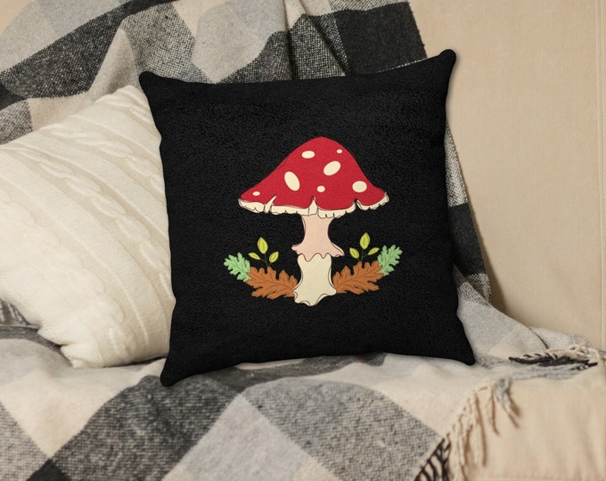 Mushroom Throw Pillow in Soft Faux Suede with Recycled Polyester Filling