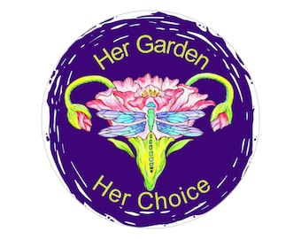 Large Pro Choice Transparent Outdoor Sticker with Floral Uterus, 6 Inches in Diameter