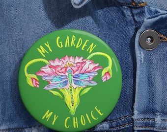 Reproductive Rights Pin with Floral Uterus, Activist Accessory