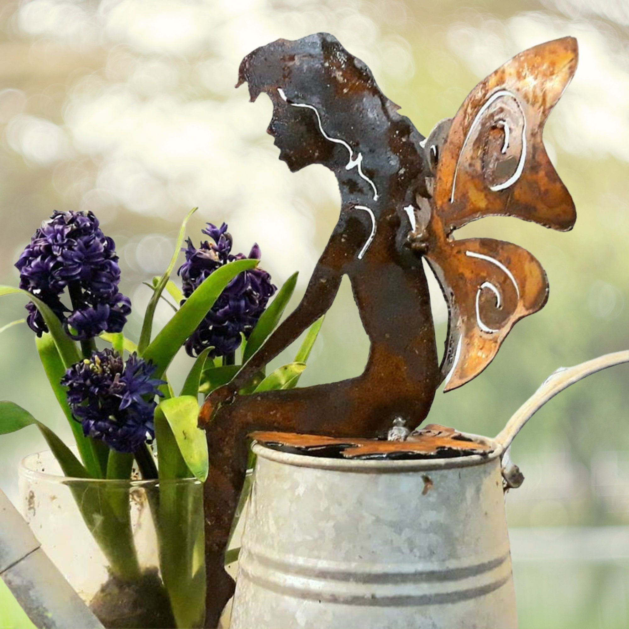 Sitting Fairy Rusty Metal Garden Art or Nursery Decor Etsy