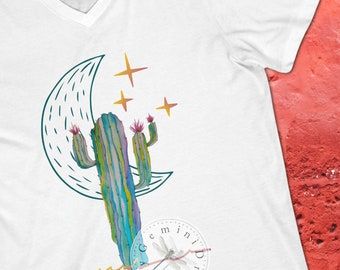 Saguaro Cactus V-Neck T-Shirt in 5 Colors