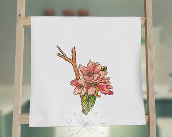 Pink Cherry Blossom Hand Towel: Floral Kitchen & Bath Decor