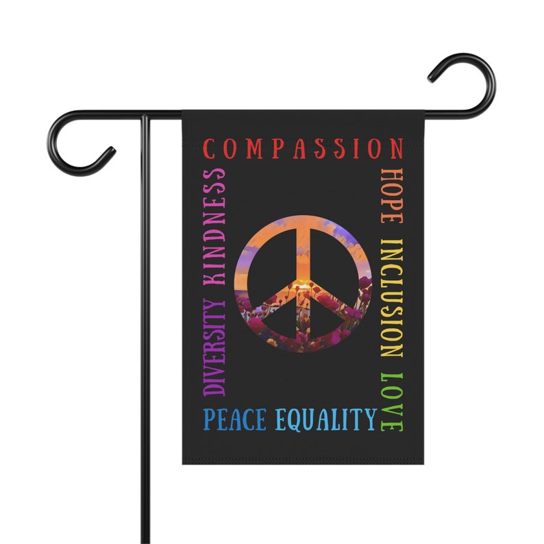 Pride Peace Flag, Kindness Love Hope Inclusion Diversity Equality Compassion Peace Sign for Yard in Rainbow Colors image 4