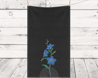 Forget Me Nots Cotton Kitchen Towel, Pretty Hand Towel