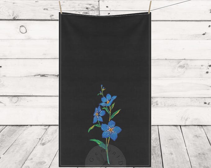 Forget Me Nots Cotton Kitchen Towel, Pretty Hand Towel