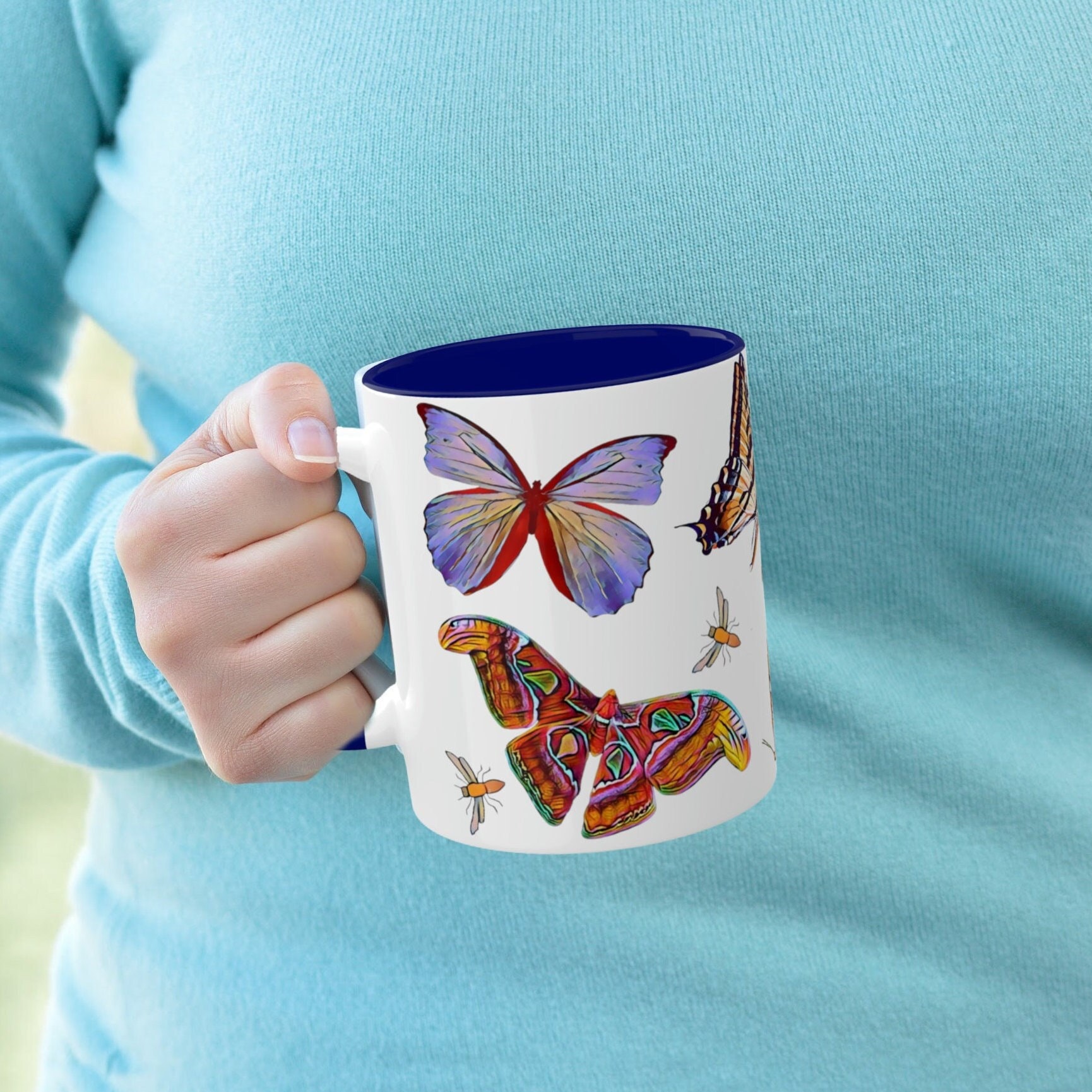 Beautiful Butterfly Mugs in 4 Color Choices, Pretty 11oz Coffee Cup