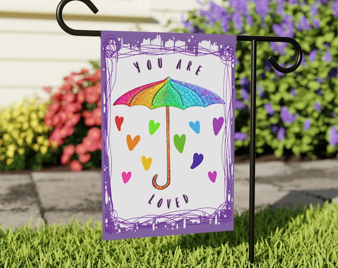 You Are Loved Pride Flag in Rainbow Colors, LGBTQ+ Safety Yard Flag